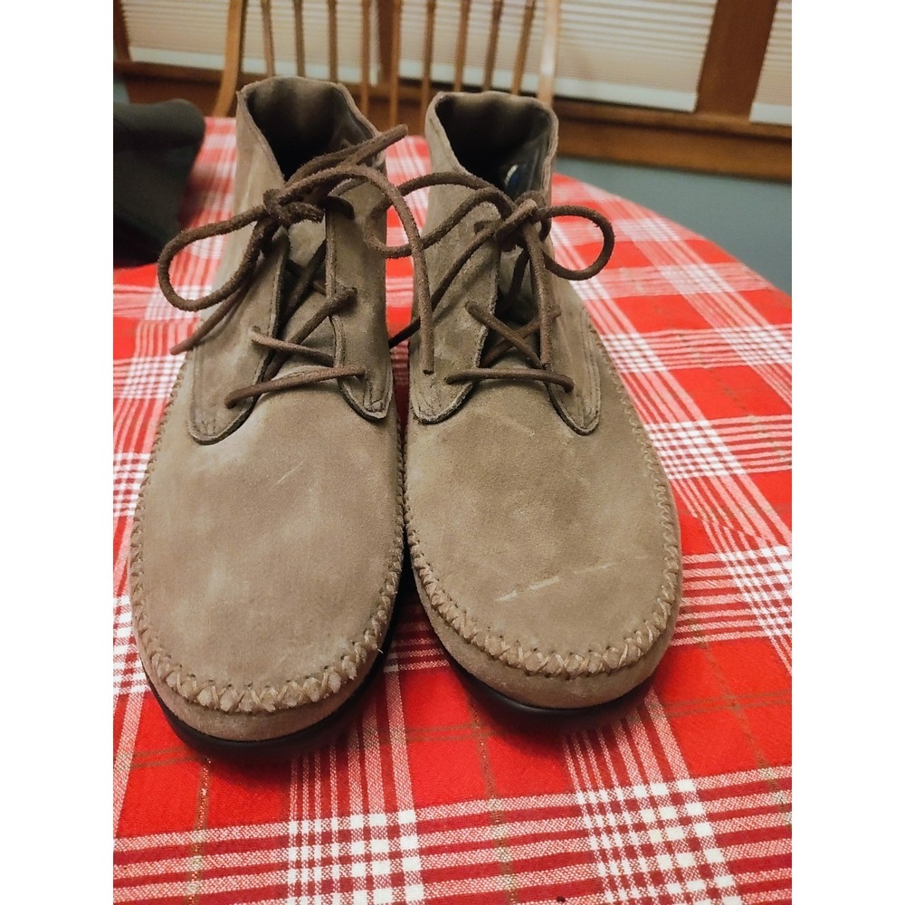 SAS Comfort Chukka Boots Women's 10 M Taupe Suede Moc Toe Lace Up Shoes